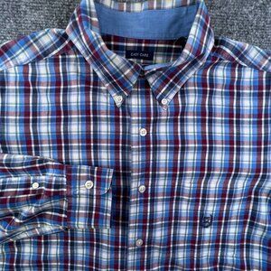 Chaps Shirt Mens Medium Blue Red Yellow Plaid Button Up Long Sleeve Casual Adult